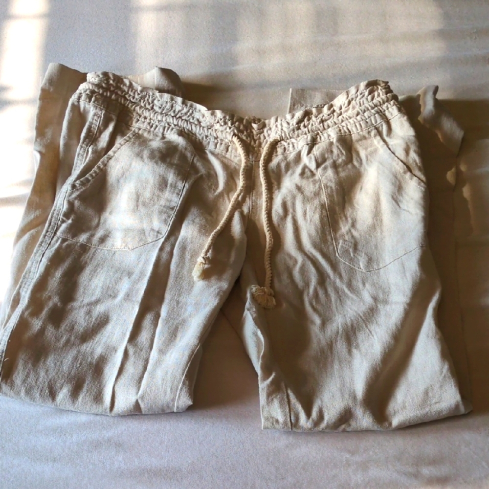 Roxy Linen-Feel Pants In Cream